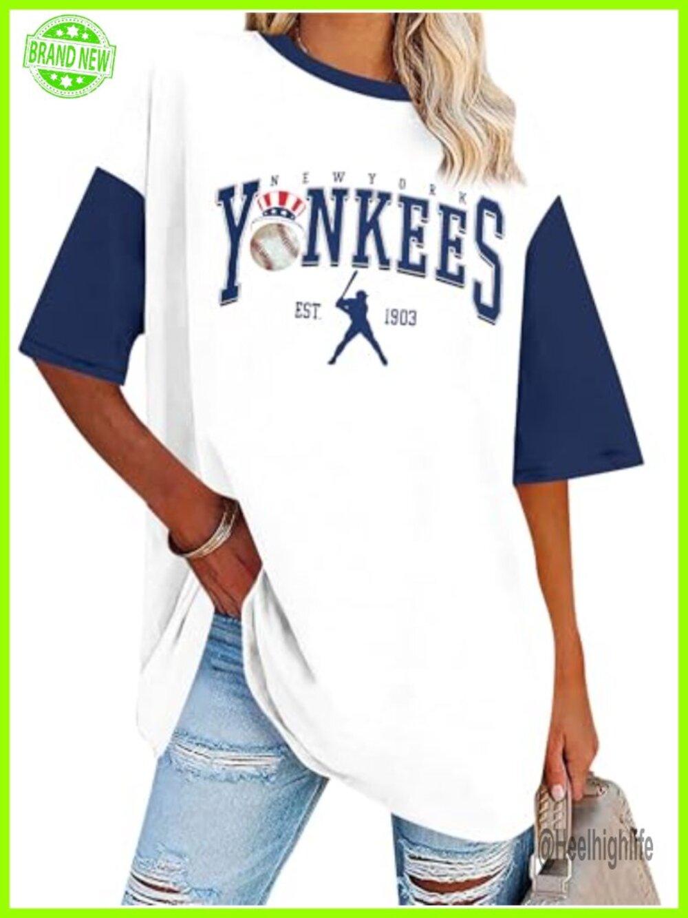 Baseball Graphic T-Shirt Crew Neck Short Sleeve Oversized Tee
